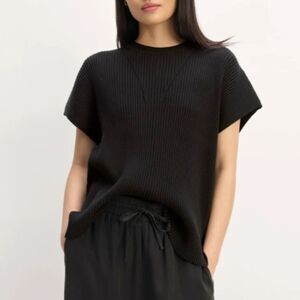 NWT Everlane Women Ribbed Tee XXS Black TENCEL Lyocell Stretch Top